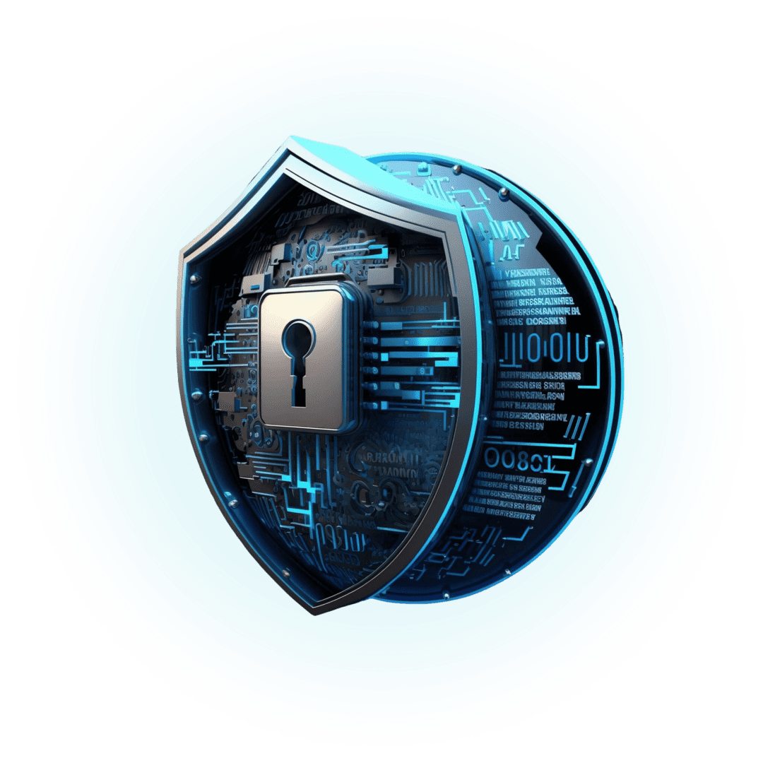 Digital shield with keyhole and circuitry.